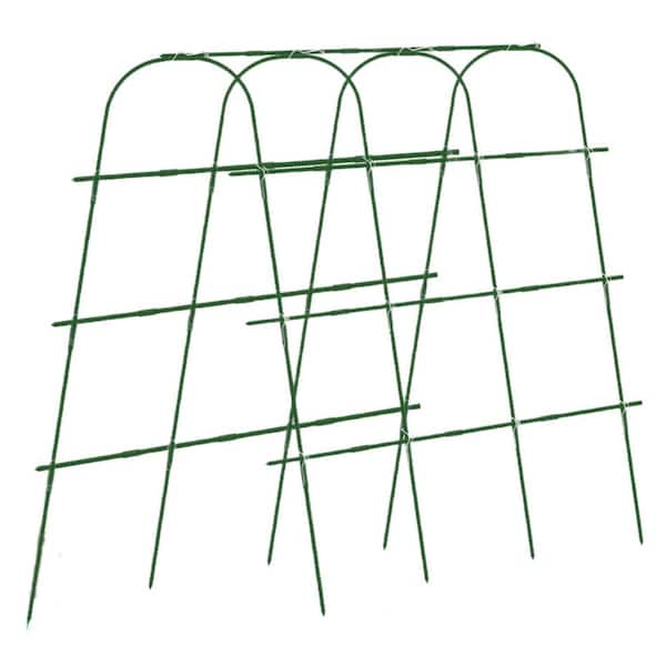 .N/A 65 in. x 65 in. Adjustable Metal Arch Vegetable Trellis with Climbing Net for Raised Beds