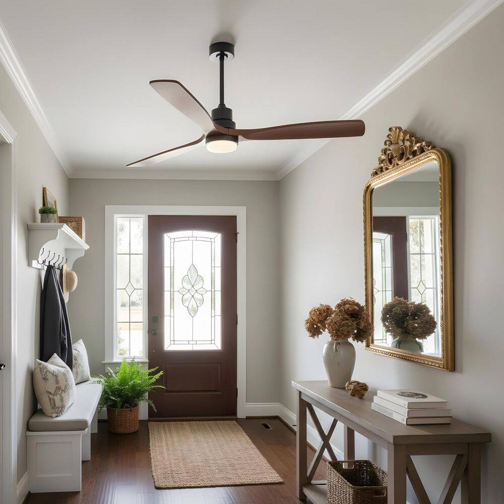 60 in. LED Indoor Downrod Black Walnut Ceiling Fan with Light Kit, Downrod, Solid Wood Fan Blade price history on PriceWatchPro