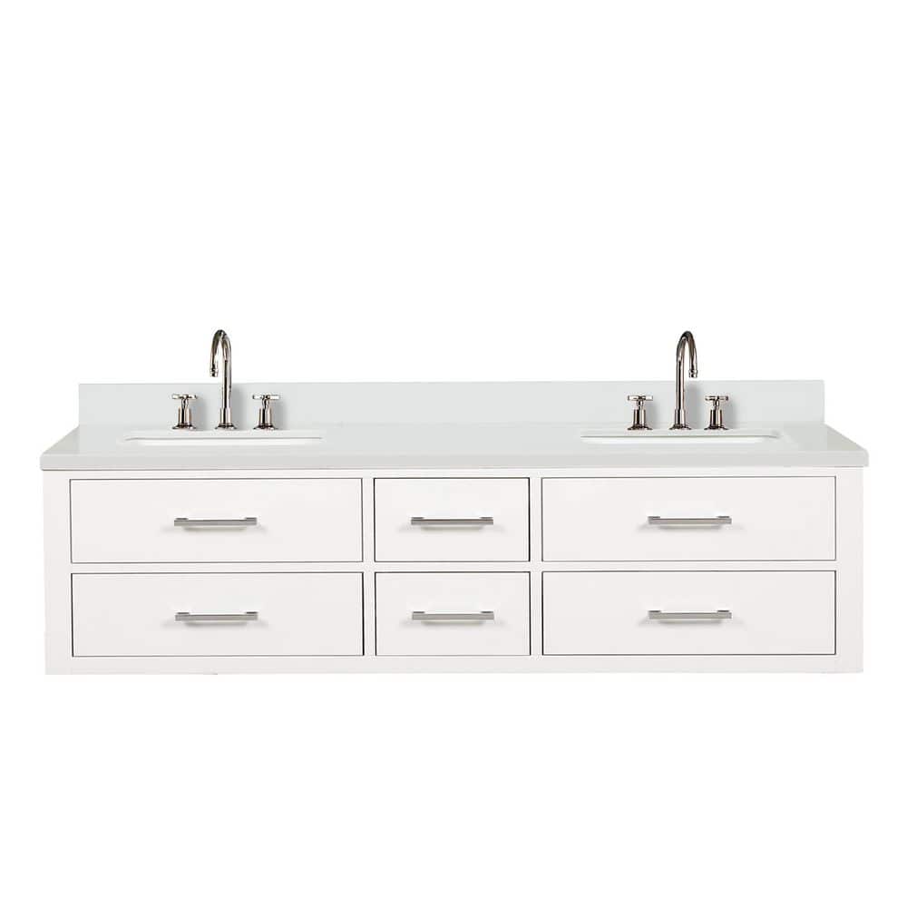 Sherman 72 in W x 22 in D White Double Bath Vanity with White Quartz Top, and Faucet Set price history on PriceWatchPro
