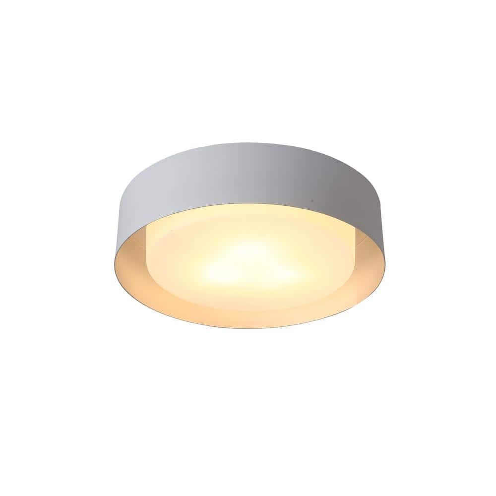 Lynch White and Silver Flush Mount