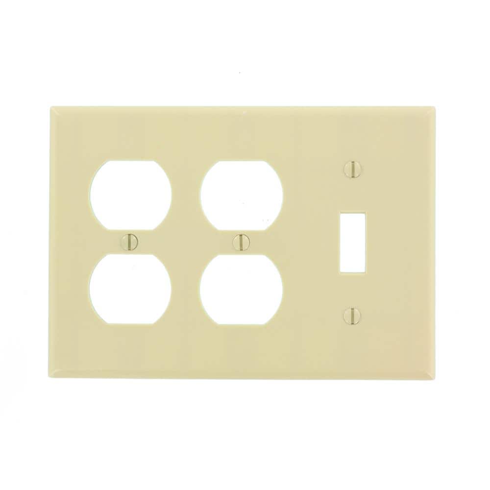 Ivory 3-Gang 1-Toggle 2-Duplex Thermoset Wall Plate