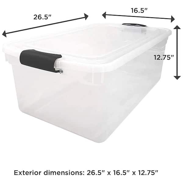 Homz 66 Qt Clear Storage Organizing Container Bin with Latching Lids (4  Pack)