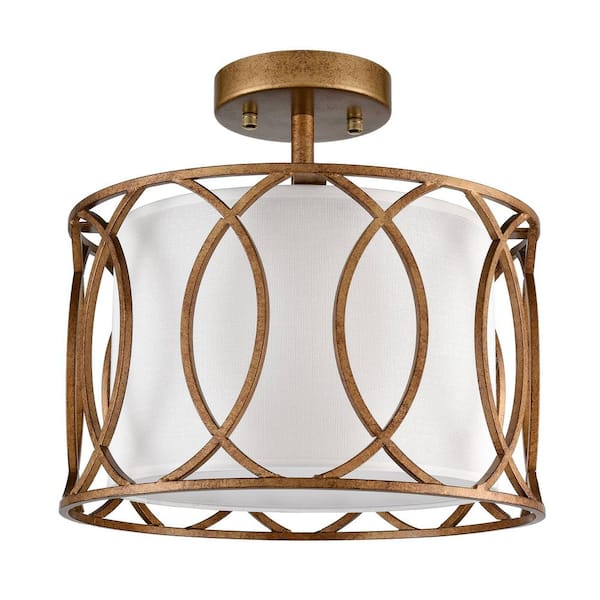 CLAXY 13.8 in. 0-Light Brass Modern Semi-Flush Mount with No Glass Shade and No Bulbs Included 1-Pack