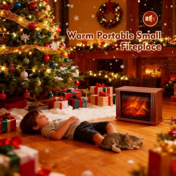 ICE×HEATER 冷暖房服 FREE SIZE 1500W Space Heater Fireplace with 3D LED Flame, Double Safety