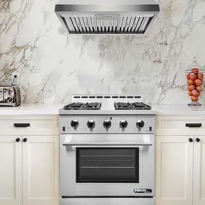 Entree Bundle 30 in. 4.5 cu. ft. Pro-Style Liquid Propane Range Convection Oven Range Hood in Stainless Steel and Black