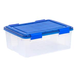 30 Qt. WeatherPro Clear Plastic Storage Box, Lid Blue