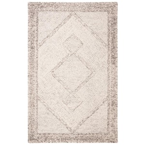 Abstract Ivory/Gray 10 ft. x 14 ft. Geometric Border Area Rug