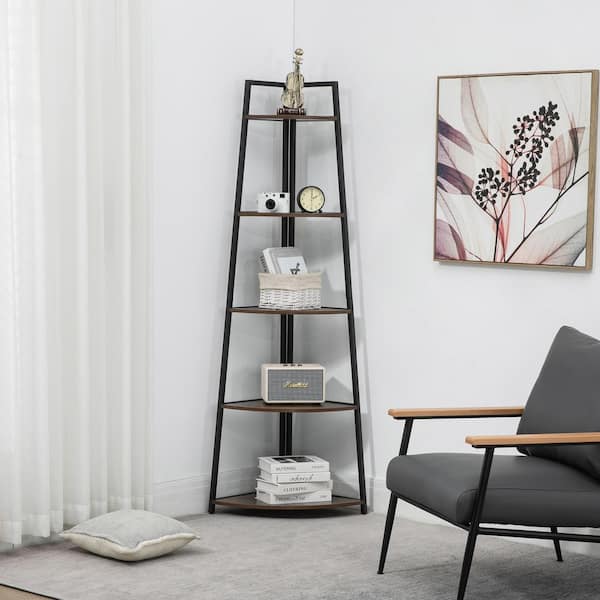 Mydepot 31.49 in. Wide White 4-Tier Wood Oxford Shelves Ladder Bookcase Bookshelf for Home Office, Storage Display