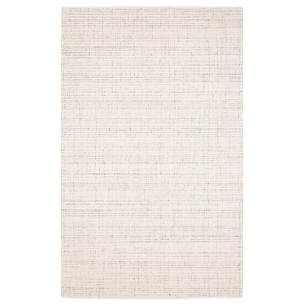 Civic Ivory 5 ft. x 8 ft. Geometric Stripe Viscose-Wool Blend Mixed-Pile Indoor Area Rug