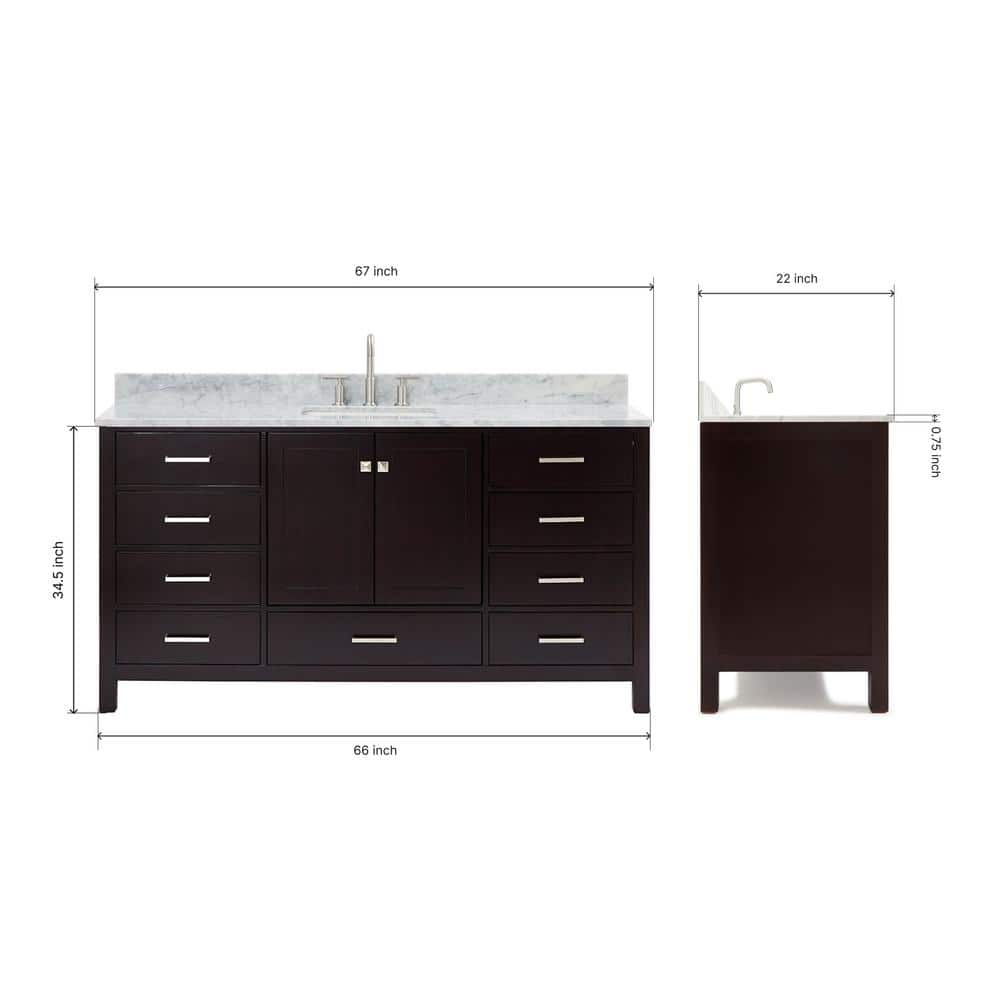 Espresso Solid Wood and Marble Single Basin Vanity Set