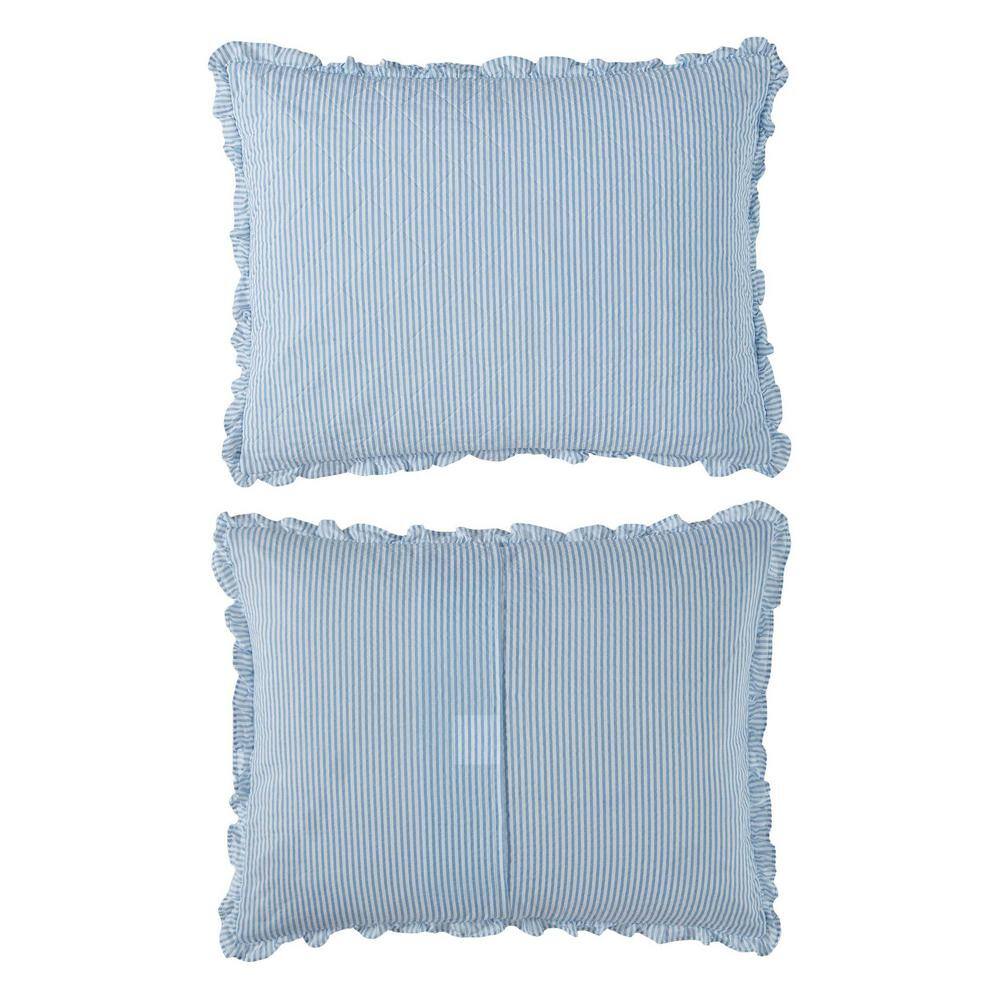 Laura Ashley Twin Blue Organic Cotton Reversible Quilt Set