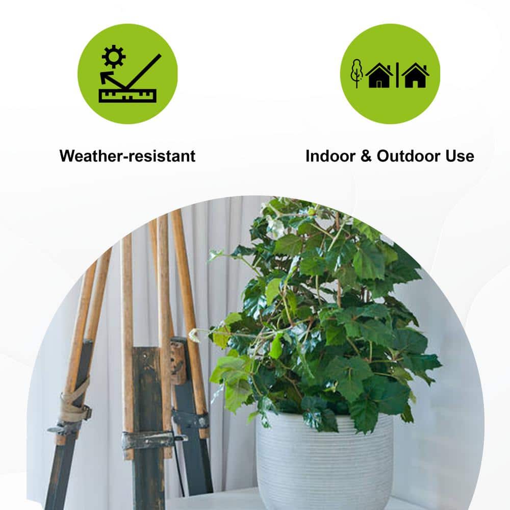 Small Light Gray Ficonstone Round Ridged Indoor Outdoor Planter