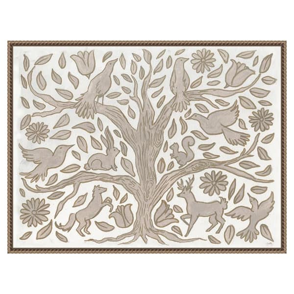 Amanti Art "Animal Tree" by Elizabeth Medley 1-Piece Floater Frame Giclee Abstract Canvas Art Print 23 in. x 30 in.