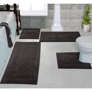 Classy Bathmat Collection Gray Cotton 4-Piece Bath rug Set