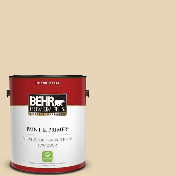 BEHR PREMIUM PLUS 1 gal. #PPU7-18 Sand Pearl Flat Low Odor Interior Paint & Primer