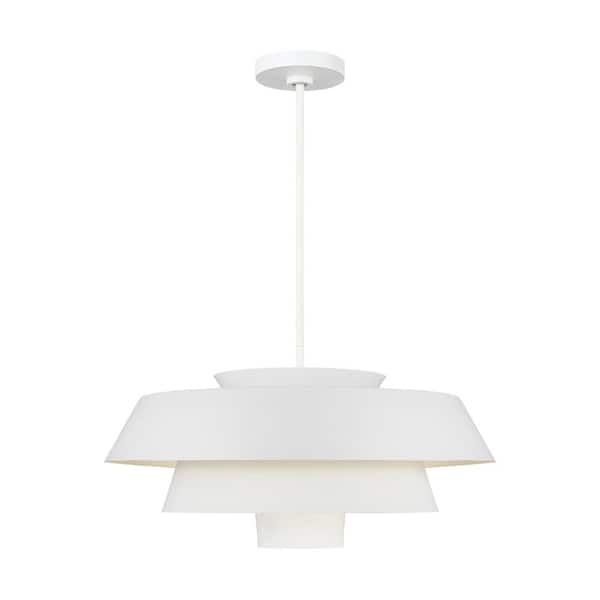 Generation Lighting Brisbin 24 in. W 1-Light Matte White 3-Tiered Stacked Shades Pendant
