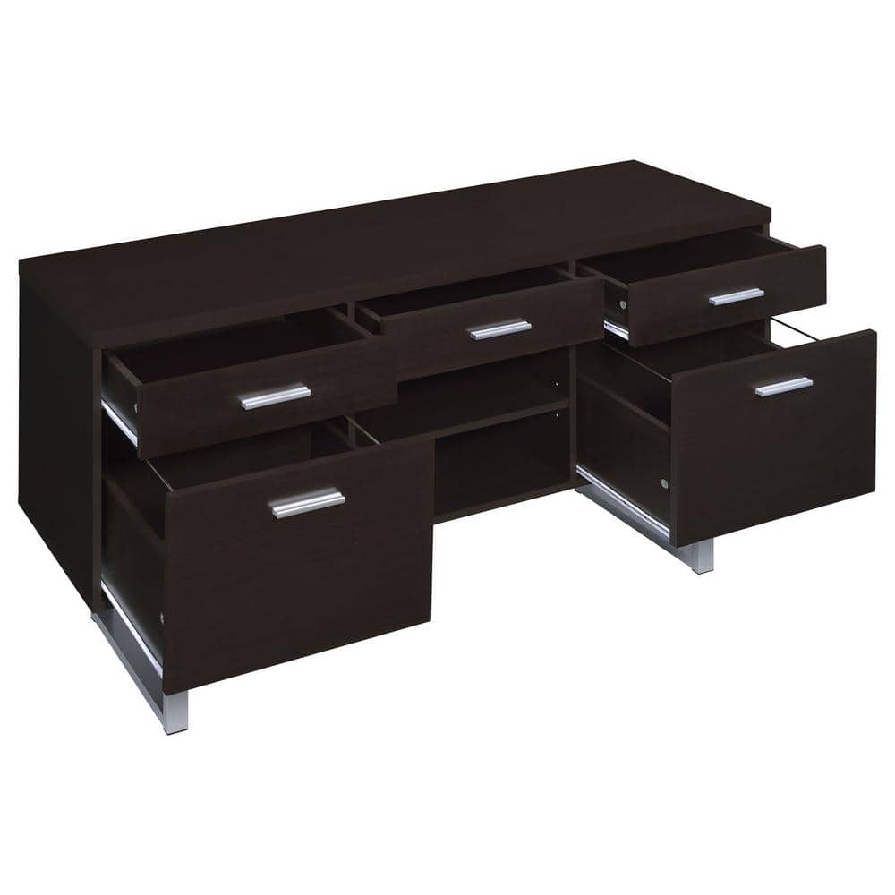 Contemporary 60'' Brown Home Office Desk with Filing Cabinet