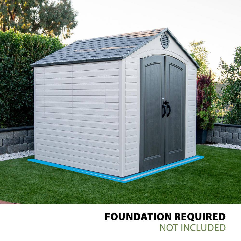 Gray Resin Double Door Storage Shed with Shelving