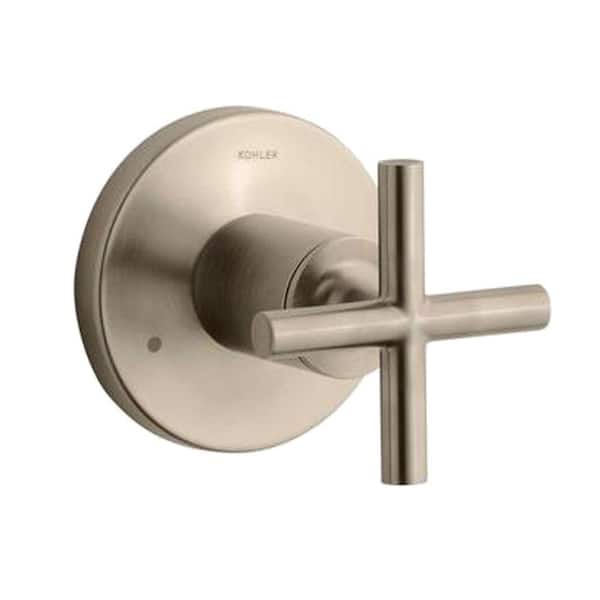 KOHLER Purist 1-Handle Transfer Valve Trim Kit in Vibrant Brushed Bronze with Cross Handle (Valve Not Included)