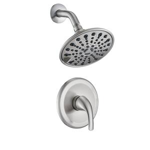 Mah 7-Spray Patterns Round 6 in. Wall Mount Rain Fixed Shower Head in Brushed Nickel