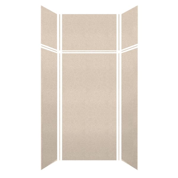 Transolid Saramar 36 in. W x 96 in. H x 36 in. D 6-Piece Glue to Wall Alcove Shower Wall Kit with Extension in Cashew Velvet