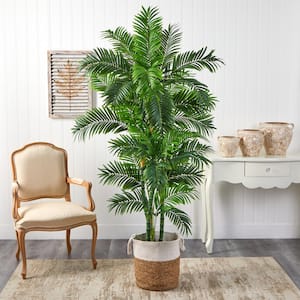 6 ft. Green Curvy Parlor Artificial Palm Tree in Handmade Natural Jute and Cotton Planter