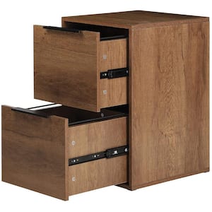 2-Drawer Brown Wooden File Cabinet with Hanging Bars for Home Office Storage Cabinet
