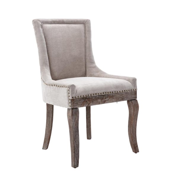 TD Garden Solid Wood Outdoor Dining Chair with Beige Cushions (2-Pack)