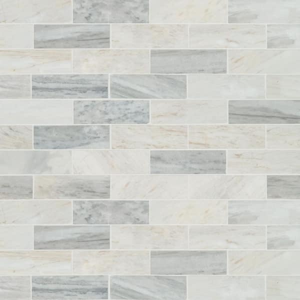 MSI Angora Subway 11.81 in x 11.81 in. x 10 mm Polished Marble Mosaic Tile (9.7 sq. ft. / case)