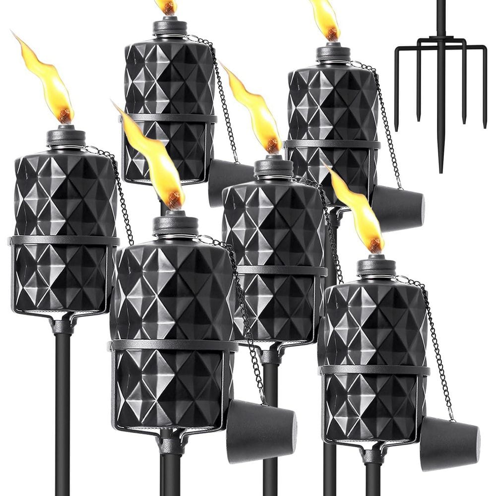 6 Pack Glass Garden Torch, 58 in. Upgraded Citronella Torches with 5-Prong Grounded Stake for Party Patio Pathway price history on PriceWatchPro