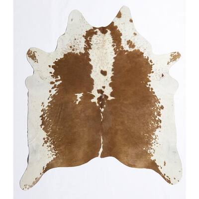 Hand Curated Cowhide Whitish Brown 5 ft. x 6 ft. Area Rug