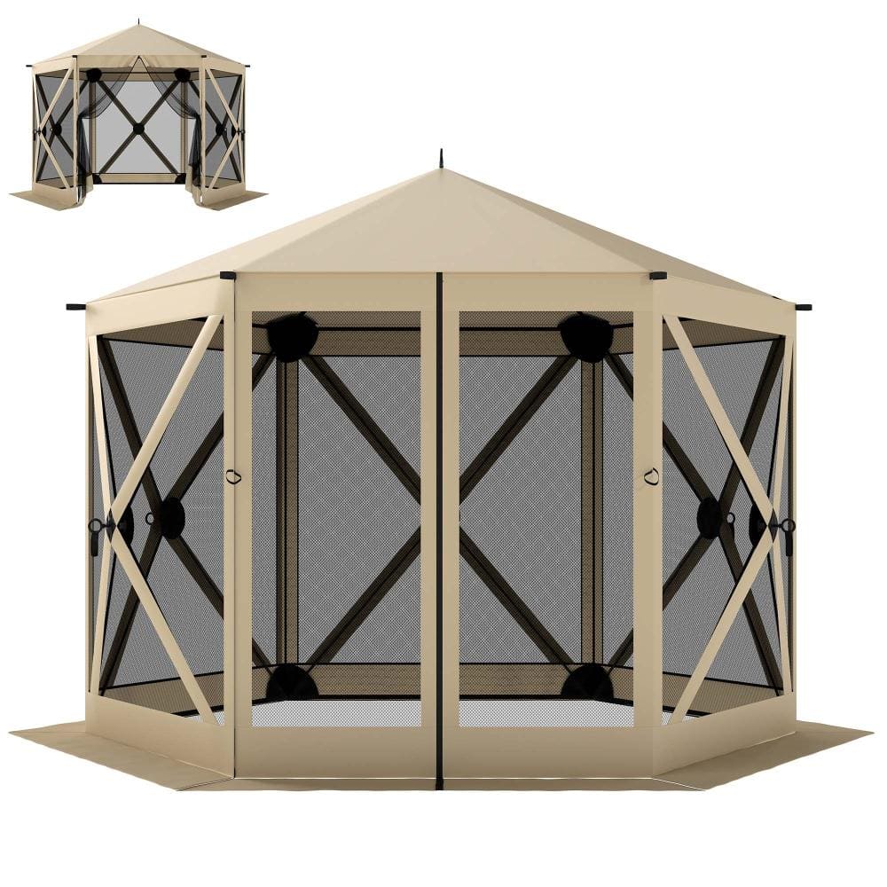 11 ft. W x 10 ft. D Pop Up Gazebo Screen Tent, Portable Instant Camping Canopy with Nettings, Carry Bag, Beige price history on PriceWatchPro