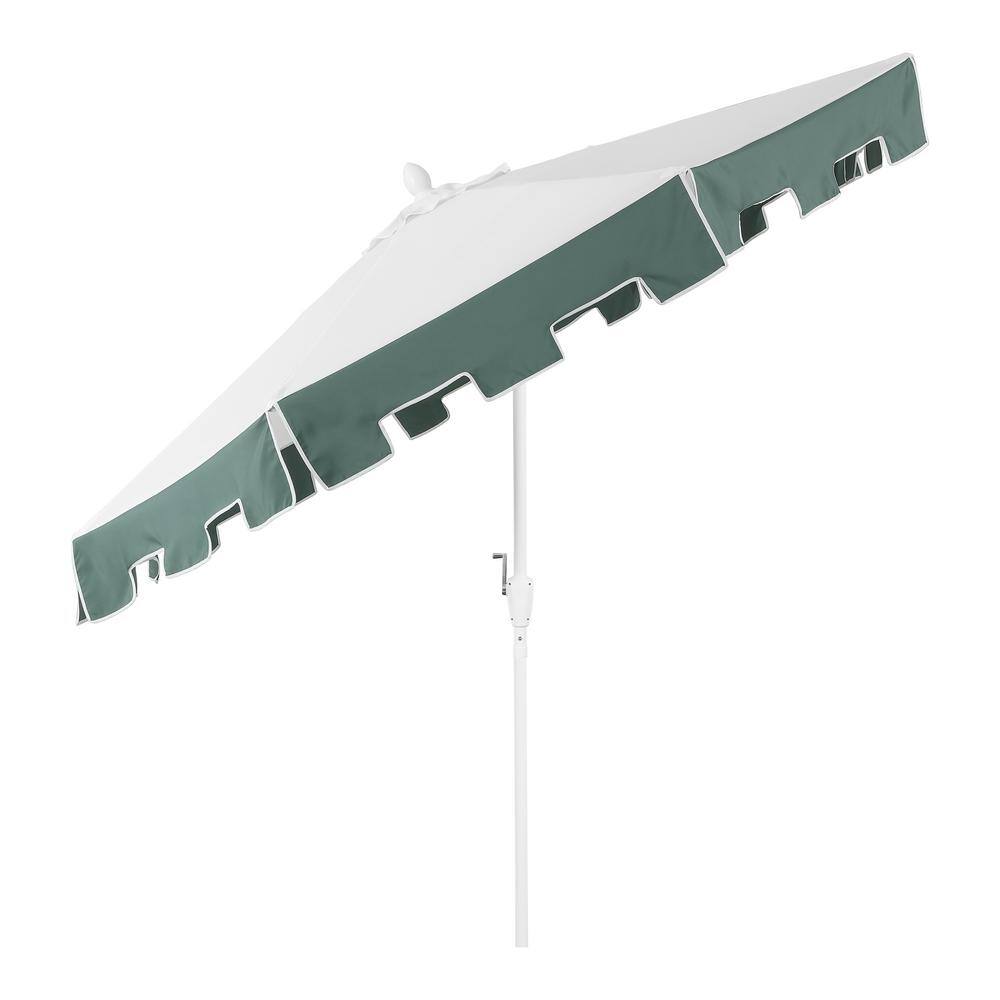 Baiona 9 ft. White and Green Aluminum Patio Umbrella with Auto-Tilt