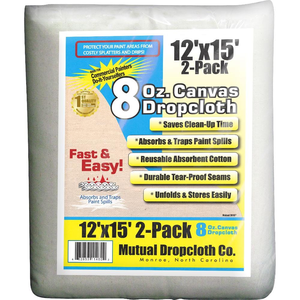 Mutual Dropcloth 12 ft. x 15 ft. 8 oz. Natural Canvas Drop Cloth (2 ...