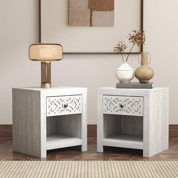 GALANO Lophelia 1-Drawer Dusty Gray Oak Nightstand (Set of 2)