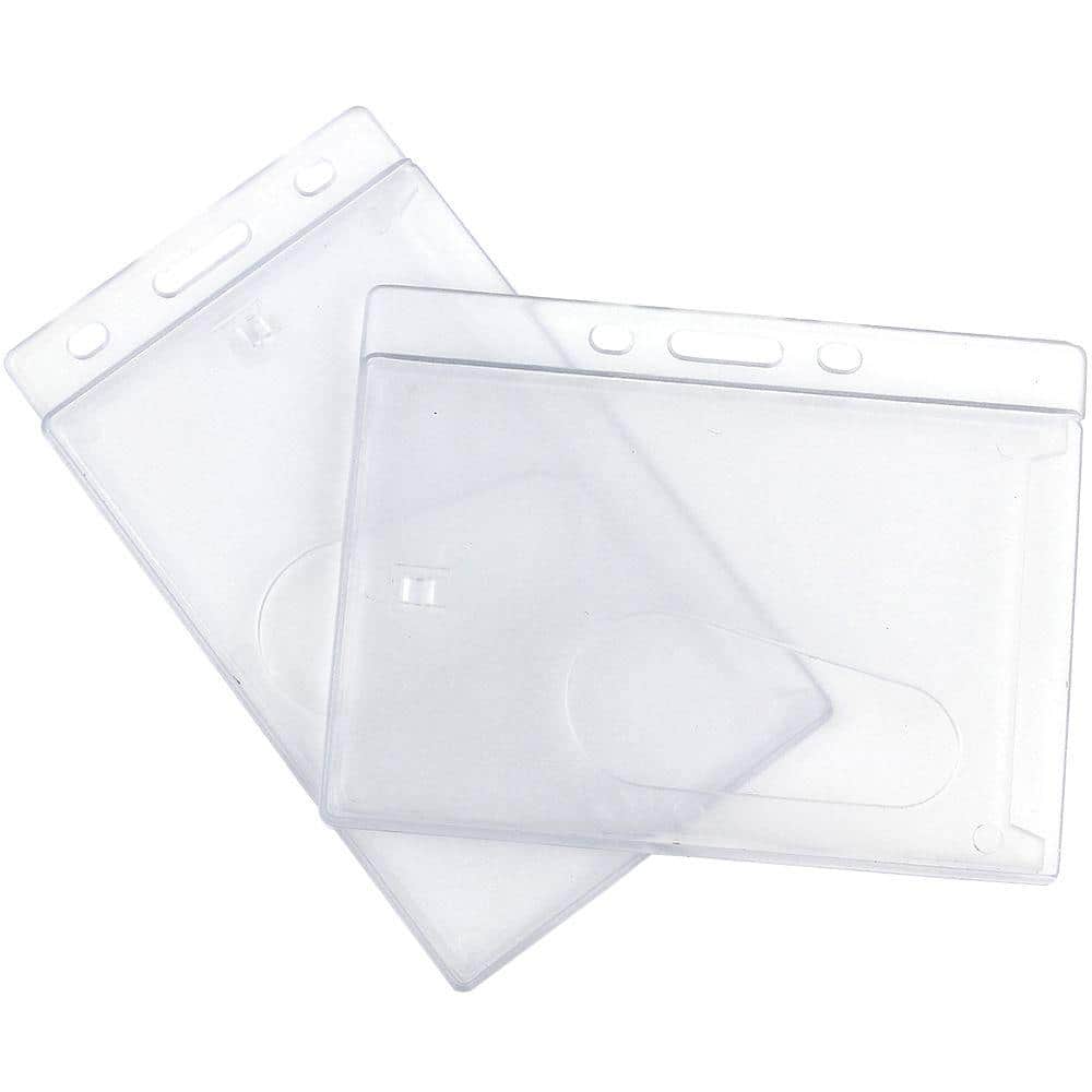 100 Bulk - Clear Vinyl ID Badge Holder - ! - Vertical Plastic Sleeve Protector for Name Cards by Specialist ID