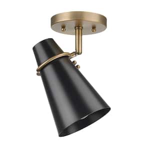 Reeva 7 in. 1-Light Modern Brass Semi-Flush Mount