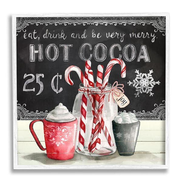 Stupell Industries Cocoa and Candy Canes by Carol Robinson 1 Piece Framed Graphic Print Food Poster Art Print 24 in. x 24 in.
