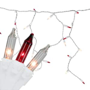 7 ft. 100-Light Red and Clear Mini Icicle Lights