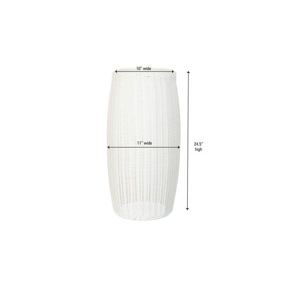 White Cylindrical Woven Iron Storage Bin
