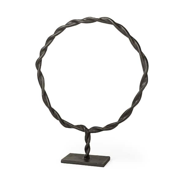 HomeRoots 4 in. Black Metal Braided Sculpture
