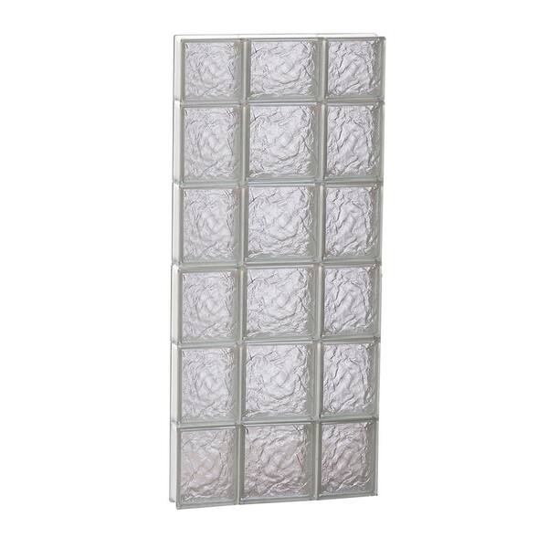 Clearly Secure 19.25 in. x 44.5 in. x 3.125 in. Frameless Ice Pattern Non-Vented Glass Block Window