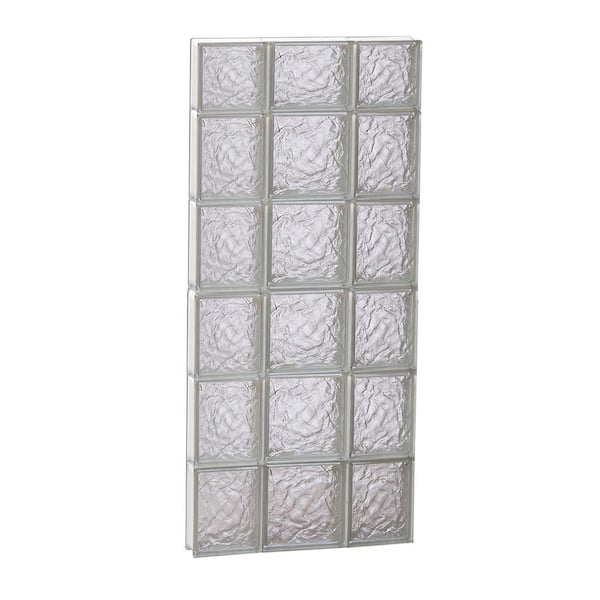 Clearly Secure 19.25 in. x 44.5 in. x 3.125 in. Frameless Ice Pattern Non-Vented Glass Block Window