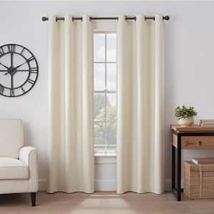 Gabriella Ivory Polyester Solid 40 in. W x 84 in. L Lined Noise Cancelling Thermal Grommet Blackout Curtain