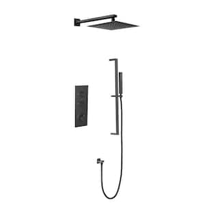 Triple Handle 1-Spray Shower Faucet 2.5 GPM with Corrosion Resistant in. Matte Black