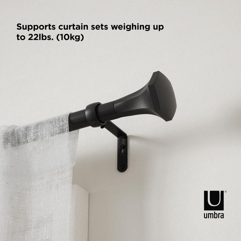 Sita Matte Black Adjustable Steel Curtain Rod