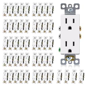 15A/125-Volt, Standard Wall Outlet, 2-Pole Non-Tamper Resistant, Self-Grounding, UL Listed in Matte White - (50-Pack)