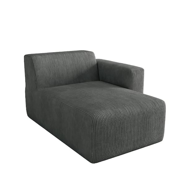 Gray Corduroy Polyester Right Arm Facing 1-Arm Chaise Lounge(Set of 1)