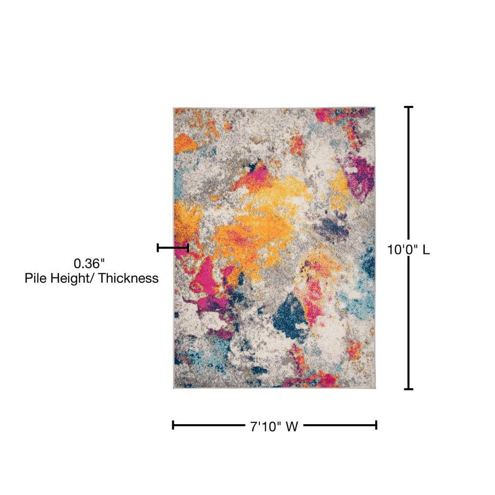 Abstract Blue Synthetic 7'10"x10' Easy Care Area Rug