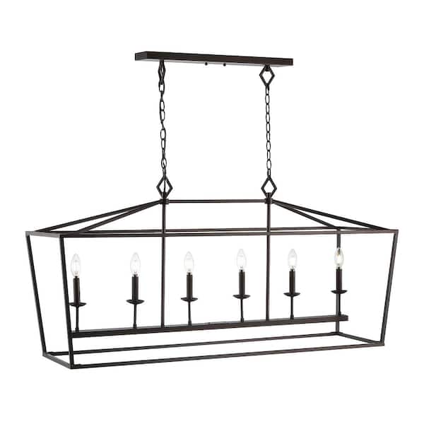 SAFAVIEH Prener 4-Watt 6-Light Black Pendant Light with Metal Shade